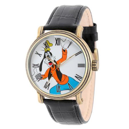 【1-2日以内に発送】ディズニー Disney グーフィー Goofy 腕時計 ヴィンテージ ビンテージ 大人 男性用 メンズ [並行輸入品] Men's Antique Gold Vintage Alloy Watch， Black Leather Strap クリスマス 誕生日 プレゼント ギフト