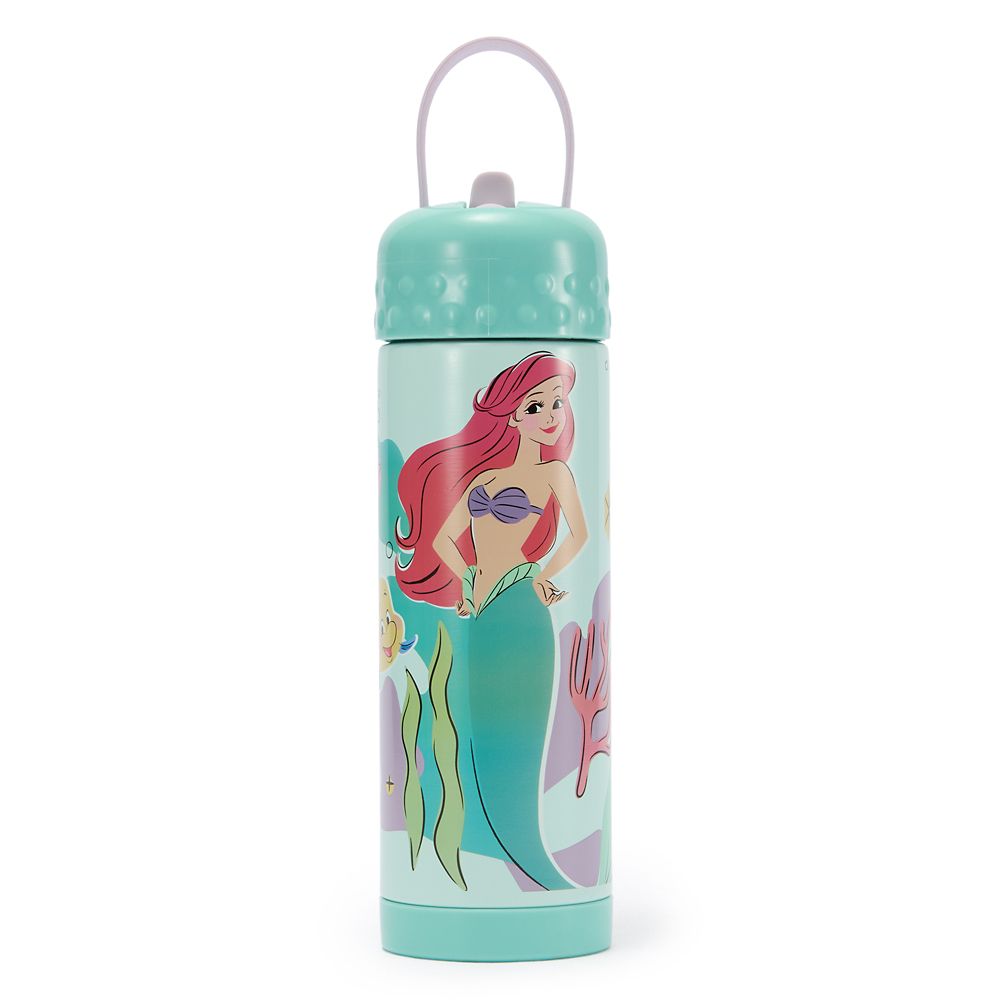 Rakuten - 【取寄せ】 ディズニー Disney US公式商品 リトルマーメイド アリエル Ariel プリンセス 水筒 ウォーターボトル ストロー ボトル ステンレス製 450ml [並行輸入品] The Little Mermaid 16 oz. Stainless Steel Water Bottle with Built-In Straw プレゼント ギフト
