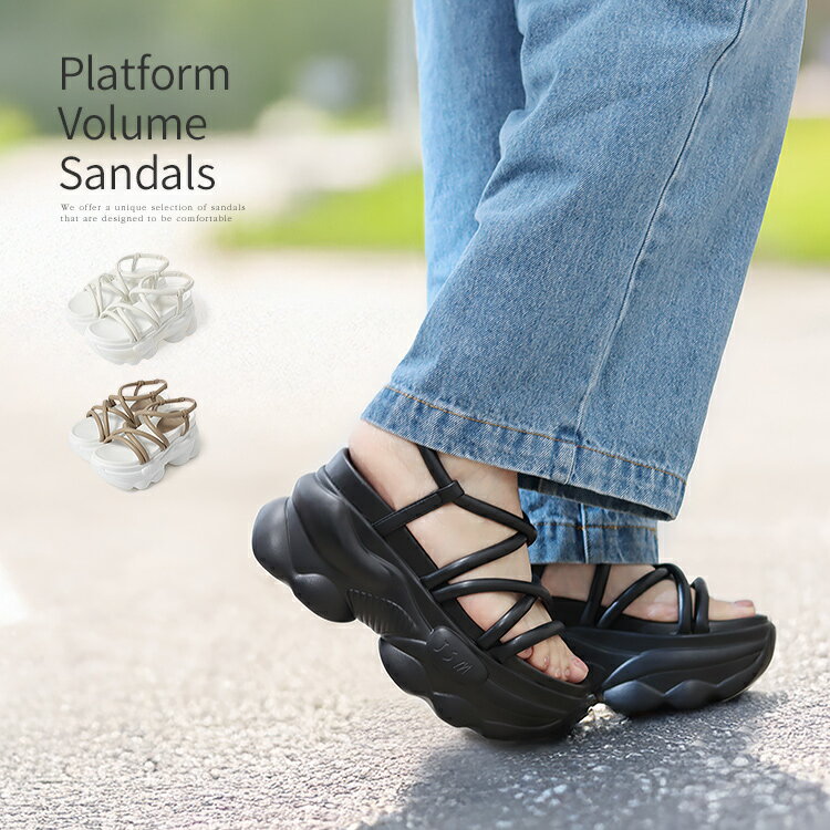 厚底サンダル スポサン ボリュームサンダル 軽量 カジュアル サンダル 6257