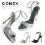 COMEX コメックス サンダル ピンヒール アンクルストラップ 12cm ハイヒール ラメ ヒール (5399r) 結婚式 靴 【送料無料】