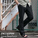 Johnbull ジョンブル COVEROSSR リネンイージーパンツ JM232P09 ブラック (030) / リネン 麻 テーパード イージーパンツ メンズ シンプ..