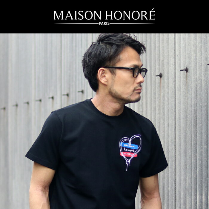 Rakuten - MAISON HONORE メゾン オノレ ハート刺繍 半袖Tシャツ Noeline ホワイト ブラック メンズ 半袖Tシャツ メゾンオノレ フランス パリ デザイナー ブランド 高級 大人 ラグジュアリー 刺繍 ワンポイント ハート