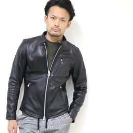 【正規代理店上野商会経由】RetroGradeレトログレードシープスキンシングルライダースジャケットメンズ2019年秋冬新作M-Lサイズブラック(09)8591035/羊革本革レザートップスアウタージャンバージャンパーブルゾン革ジャン黒