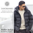 SANDBANKS サンドバンクス エコダウンジャケット Banks Puffer Jacket ブラック / 秋冬 メンズ M-Lサイズ エコダウン 中綿 ウォッシャブル アウター ダウン ブランド 高級 イギリス 本物 大人 お洒落 人気 ロゴ エコダウン