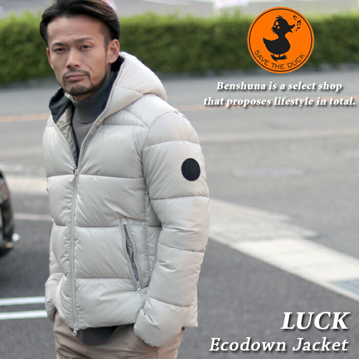 SAVE THE DUCK セイブザダック 『 LUCK 17 EDGARD 』 中綿フードブルゾン D31280M アイボリー(700) 808-10701001 / 秋冬 メンズ M-Lサイズ セーブザダック アウター 上着 ジャケット エシカル サスティナブル ブランド イタリア セーブザダッグ