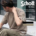 Schott ショット ピグメント加工Tシャツ 782-3934010 ブラウン (383) ブラック (010) / メンズ M-2XLサイズ 半袖 Tシャツ 無地T 地厚 加工 背中 古着 ヴィンテージ アメカジ 黒 白 ブランド 定番 地厚