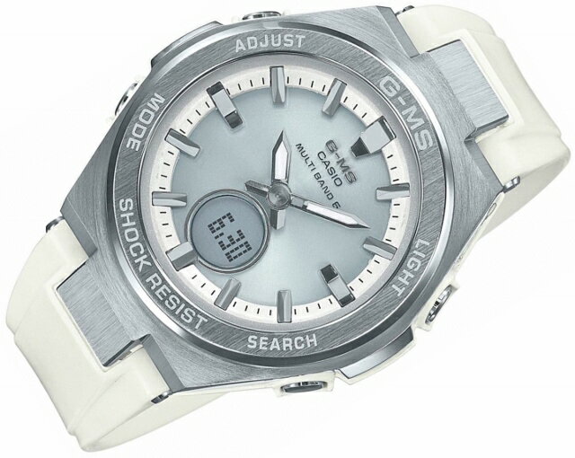 [新品!正規品/日本全国送料無料]CASIO/カシオ BABY-G/ベビージーG-MS/ジーミズ コンパクト メタルベゼルレディースタフソーラー電波 アナデジマルチバンド6 ワールドタイム 10気圧防水メタルケース シルバー×ホワイトMSG-W200-7AJF