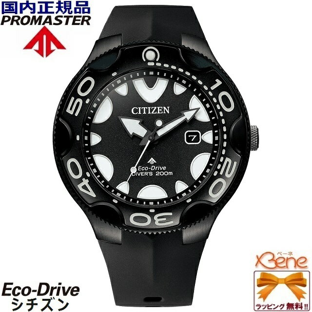 シチズン PROMASTER/プロマスター MARINE Eco-Drive DIVER200mORCA/オルカ メンズソーラー 潜水用防水 ステンレス ウレタンバンド カレンダー オールブラック BN0235-01E[Cal:E168]