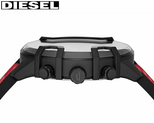 [新品!正規品/日本全国送料無料]DIESEL/ディーゼル '20春の新作 GRIFFED/グリフェド メンズクオーツ クロノグラフ 多軸アナログ 日付表示 5気圧防水 ステンレス ミネラルクリスタル シリコンストラップ 丸型ケース レッド×ブラック DZ4530