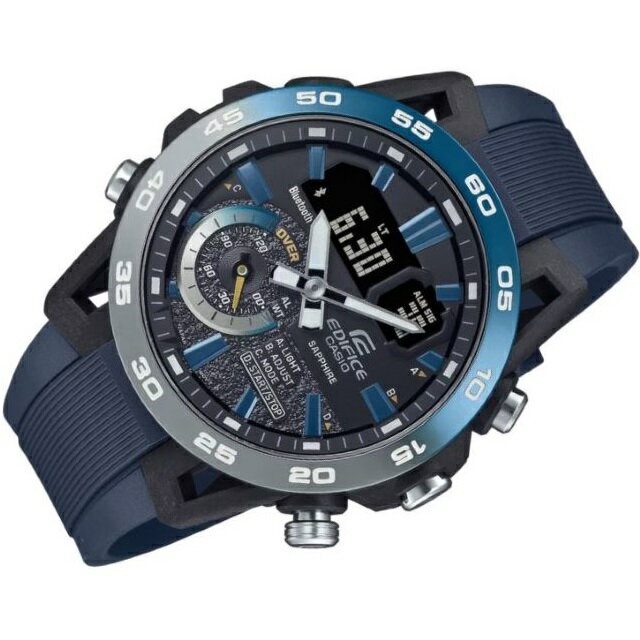 '24-3 正規新品 NIGHTTIME DRIVE series CASIO EDIFICE SOSPENSIONE クオーツクロノグラフ Bluetooth ラウンドアナデジ ワールドタイム 10気圧防水 ミネラルガラス ブルー シルバー ダークブルー ECB-40YNP-1AJF