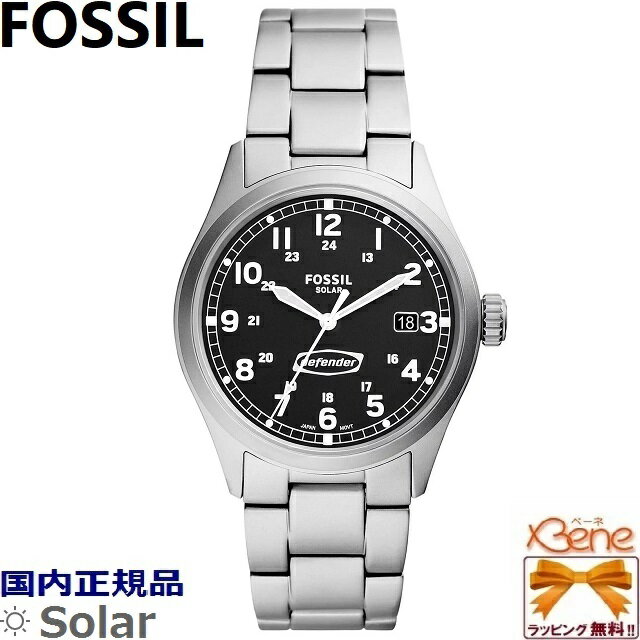 楽天ジュエリー＆腕時計 Bene'23 春モデル 新品 正規品 FOSSIL/フォッシル Defender/ディフェンダー メンズ レディース ジェンダーレス 40mm径 ソーラーウォッチ アナログ 3針 カレンダー 日付 ステンレス 10気圧防水 シルバー×ブラックダイヤル FS5973