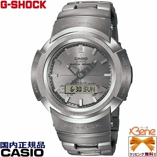 [新品・正規品/国内送料無料]CASIO G-SHOCK BASIC/ベーシック THE FULL METAL 丸型/ラウンドフルメタル メンズタフソーラー電波 マルチバンド6 アナログデジタル ワールドタイム 20気圧防水 オールシルバーグレー AWM-500D-1A8JF