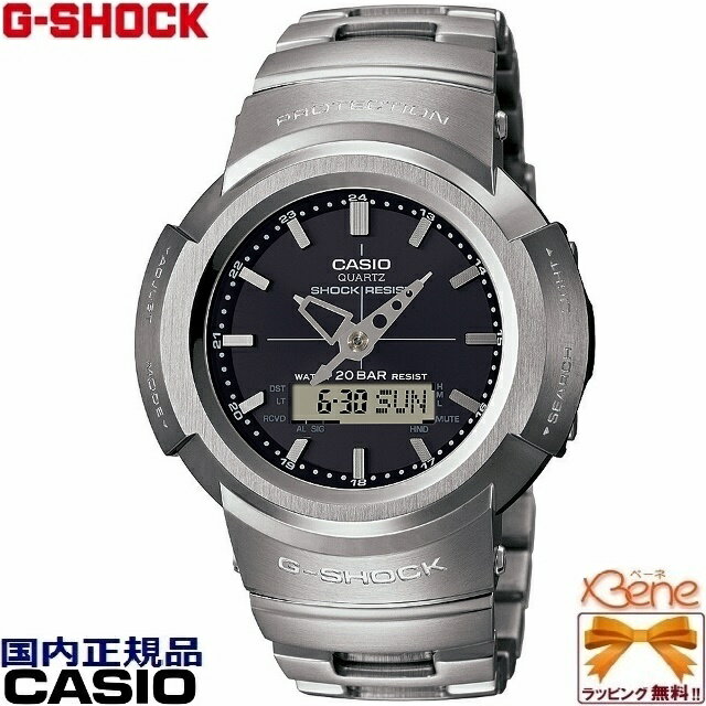 [新品・正規品/国内送料無料]CASIO G-SHOCK BASIC/ベーシック THE FULL METAL 丸型/ラウンドフルメタル メンズタフソーラー電波 マルチバンド6 アナログデジタル ワールドタイム 20気圧防水 ブラック×シルバーグレー AWM-500D-1AJF