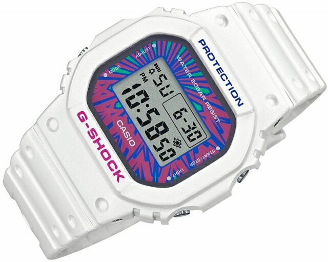 [正規品/日本全国送料無料]CASIO G-SHOCK/カシオ ジーショック Psychedelic Multi Colors/サイケデリックマルチカラーズ メンズクオーツスクエアデジタル 20気圧防水 ストップウオッチ ホワイト×マルチカラー DW-5600DN-7JF