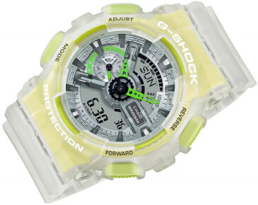 '20-6-19[正規品/日本全国送料無料]CASIO G-SHOCK/カシオ ジーショック Color Skeleton Series メンズクオーツビッグケースアナデジ 20気圧防水 JIS1種耐磁時計 ワールドタイム ストップウオッチ クリアホワイト*イエローグリーン GA-110LS-7AJF