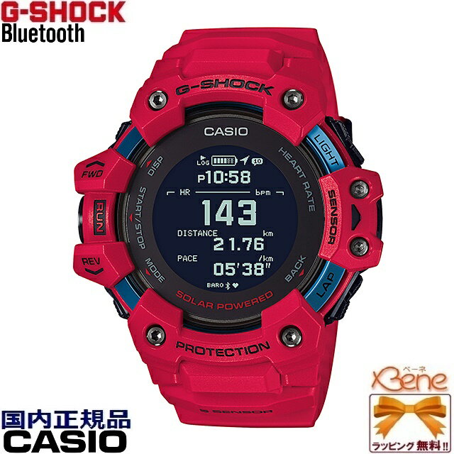 [新品!正規品/国内送料無料]CASIO G-SHOCK ラウンドデジタル G-SQUAD/ジースクワッド メンズ 5センサー＋GPS機能 USB＋ソーラー充電 モバイルリンク Bluetooth&#174; 20気圧防水 レッド×ブルー GBD-H1000-4JR