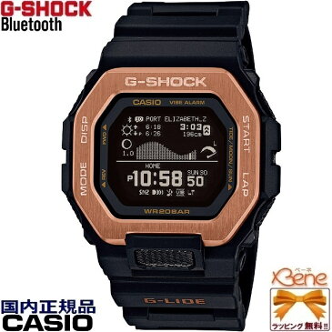 カードのみ!'21-4[正規品/送料無料]CASIO G-SHOCK G-LIDE　Night-Surfing メンズクオーツ スクエアデジタル MIP液晶 モバイルリンク Bluetooth® 20気圧防水 タイドグラフ ムーンデータ ワールドタイム ピンクゴールド×ブラック GBX-100NS-4JF