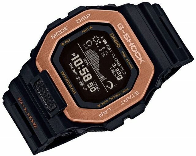 カードのみ!'21-4[正規品/送料無料]CASIO G-SHOCK G-LIDE　Night-Surfing メンズクオーツ スクエアデジタル MIP液晶 モバイルリンク Bluetooth® 20気圧防水 タイドグラフ ムーンデータ ワールドタイム ピンクゴールド×ブラック GBX-100NS-4JF