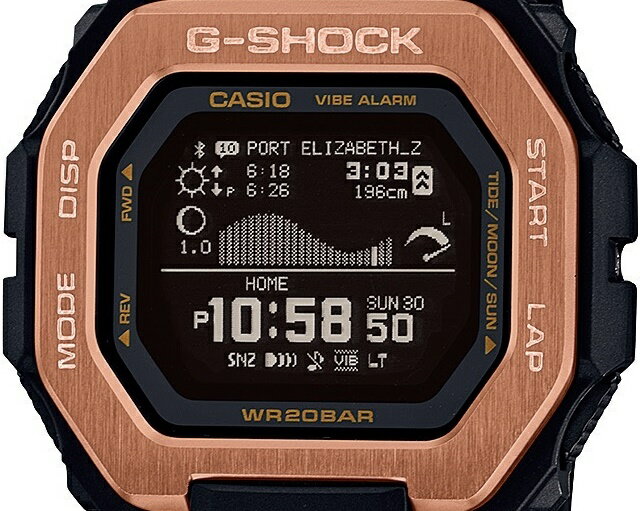 カードのみ!'21-4[正規品/送料無料]CASIO G-SHOCK G-LIDE　Night-Surfing メンズクオーツ スクエアデジタル MIP液晶 モバイルリンク Bluetooth® 20気圧防水 タイドグラフ ムーンデータ ワールドタイム ピンクゴールド×ブラック GBX-100NS-4JF