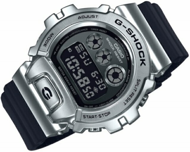 [新品!正規品/送料無料]CASIO/カシオ G-SHOCK/ジーショック METAL COVERED/メタルカバード クオーツ 三つ目 ラウンドデジタル ストップウオッチ 20気圧防水 反転液晶 シルバー×ブラック GM-6900-1JF