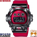 [新品!正規品/日本全国送料無料]CASIO/カシオ G-SHOCK/ジーショック METAL COVERED/メタルカバード クオーツ 三つ目 ラウンドデジタル ストップウオッチ 20気圧防水 反転液晶 ブラック×レッド GM-6900B-4JF その1