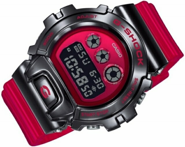 [新品!正規品/日本全国送料無料]CASIO/カシオ G-SHOCK/ジーショック METAL COVERED/メタルカバード クオーツ 三つ目 ラウンドデジタル ストップウオッチ 20気圧防水 反転液晶 ブラック×レッド GM-6900B-4JF