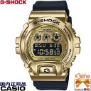 [新品!正規品/日本全国送料無料]CASIO/カシオ G-SHOCK/ジーショック METAL COVERED/メタルカバード クオーツ 三つ目 ラウンドデジタル ストップウオッチ 20気圧防水 反転液晶 ゴールド×ブラック GM-6900G-9JF その1