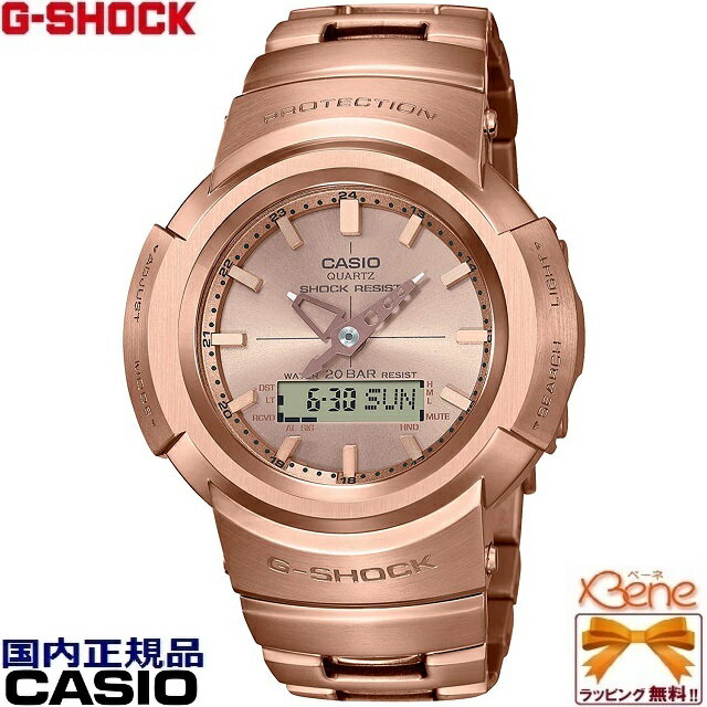 [新品・正規品/国内送料無料]CASIO G-SHOCK BASIC/ベーシック THE FULL METAL 丸型/ラウンドフルメタル メンズタフソーラー電波 マルチバンド6 アナログデジタル ワールドタイム 20気圧防水 オールピンクゴールド AWM-500GD-4AJF