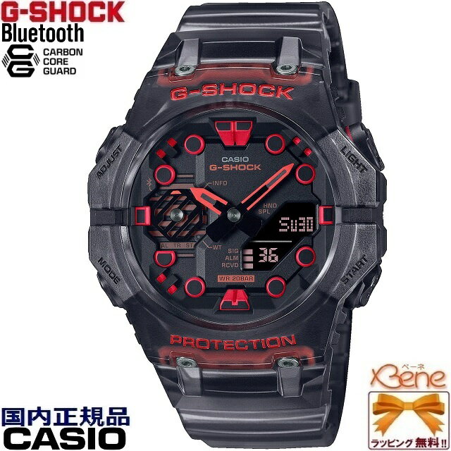 039 22-9 新型 Bluetooth 反転液晶 正規新品 CASIO G-SHOCK クオーツ アナデジ ベゼル/バンド一体構造 ディスク針 ワールドタイム 6ヵ国語切替曜日表示 ストップウオッチ 20気圧防水 ブラックグラデーション×レッド スケルトン GA-B001G-1AJF