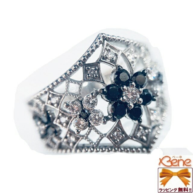 樂天商城 - 値下げ【現品一点限り!!】K18WG　ブラックダイヤモンド/ダイヤモンド　リング