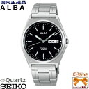 セイコー アルバ 腕時計（メンズ） 新品正規品 メンズ クオーツ腕時計 SEIKO/セイコー ALBA/アルバ スタンダード 純チタン シルバー×ブラック カレンダー デイデイト 日付曜日 10気圧防水 スクリューバック AEFJ411 [VJ43]