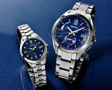 [限定1200本正規品/日本全国送料無料]SEIKO LUKIA Eternal Blue Limited Edition ペア レディダイヤ ラッキーパスポート 日付表示 レディースソーラーワールドタイム電波 10気圧防水 ブルーサファイア入りりゅうず シルバー×ネイビー SSQV071