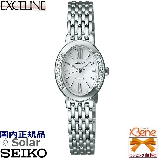 正規品・新品 SEIKO/セイコー EXCELINE/エクセリーヌ レディースソーラーウォッチ ステンレス サファイヤガラス 10気圧防水 シルバー/銀色×ホワイト オーバル/楕円型 ダイヤモンド入り SWCQ047[Cal:V117]