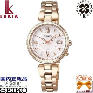 サマ―セール[正規品/送料無料!]SEIKO LUKIA Lady Diamond/レディダイヤ Lady Gold/レディゴールド レディスソーラー電波 10気圧防水 ラッキーパスポート 丸型 チタン サファイアガラス シャンパンゴールド色 ピンク ダイヤモンド SSQV058