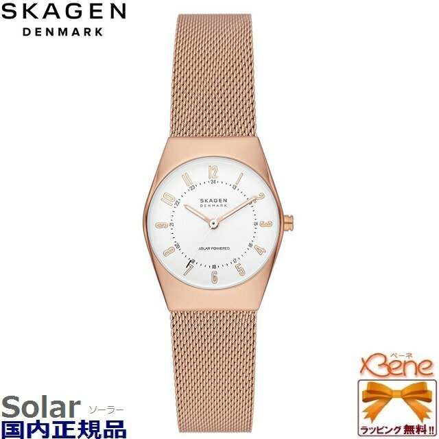 SKAGEN/スカーゲン GRENEN LILLE/グレーネン リル ソーラー アナログ レディース ステンレススチール メッシュベルト ローズゴールド×ホワイト 丸型 3針 SKW3078