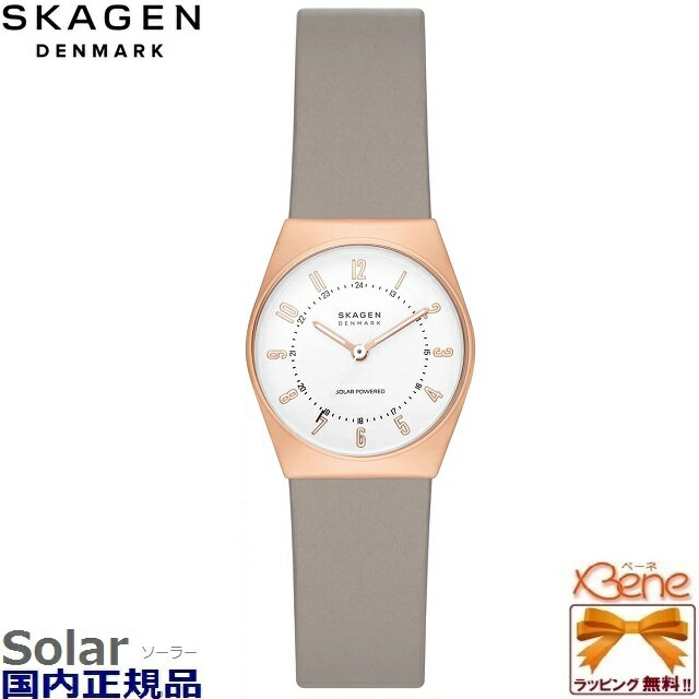 SKAGEN/スカーゲン GRENEN LILLE/グレーネン リル ソーラー アナログ レディース ステンレススチール レザーベルト ローズゴールド×ホワイト×グレージュ 丸型 3針 SKW3079