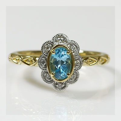 【選べる10％OFFかP10倍 5/27(火)1:59迄】 ブルートパーズ×ダイヤモンド リング　K18YG・プラチナコンビ　／　K10YG・プラチナコンビ　 誕生石 4月 11月