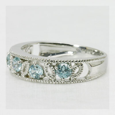 【15％クーポンの日】 ブルージルコンミル打ちアンティークデザインリング 誕生石 12月 PT900 K18 K10対応　PT,K18はご注文後弊社で金種選択に記載のある金額を加算しご連絡します 【bn281】