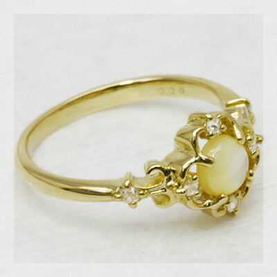 白蝶貝×ローズカットダイヤモンド リング 誕生石 4月 PT900 K18 K10対応 【bn281】