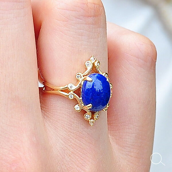 奥ゆかしくエレガントにラピスラズリ×ダイヤモンドリング PT900 K18 K10対応　PT,K18はご注文後弊社で金種選択に記載のある金額を加算しご連絡します　 誕生石 4月 12月 【bn281】