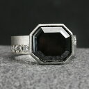限定1本 ユニセックススタイル PT900 ブラックダイヤモンド オクタゴン ダイヤモンド リング attractive 14号 サイズ変更承ります 誕生石4月
