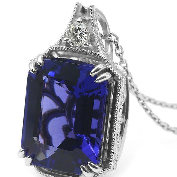 限定1本 PT900 7.69ct タンザナイト 0.12ct ダイヤモンド ペンダントトップ 彫刻家 川口和寿氏 彫刻入り 誕生石12月