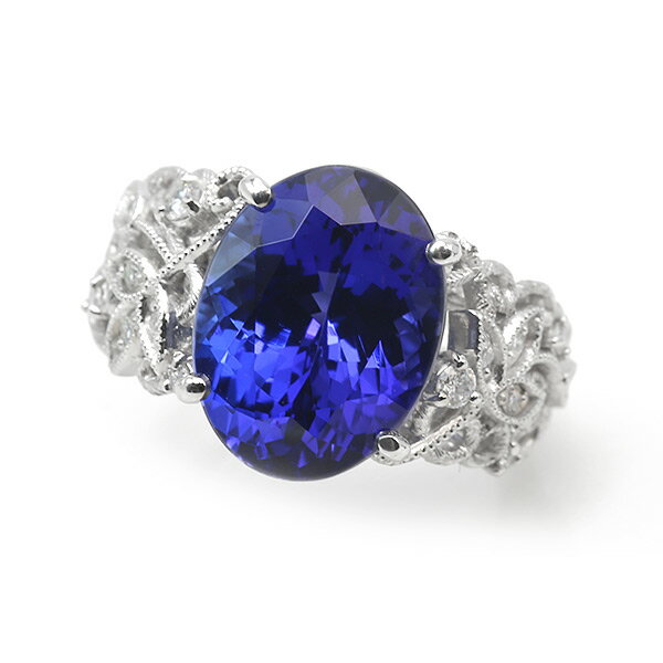 乐天商城 - 限定1本 PT900 7.86ct タンザナイト 0.19ct ダイヤモンドリング 彫刻家 川口和寿氏 彫刻入り 13号 サイズ変更承ります 誕生石12月 ssb15