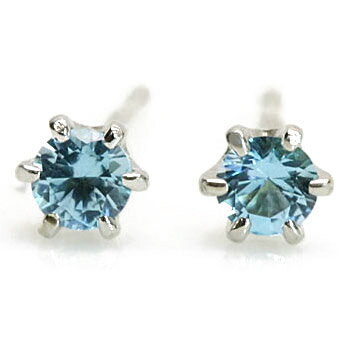 あす楽 2.5mm ブルートパーズ ピアス レディース K14WG ホワイトゴールド 0.5ペア 片耳販売となりました 両耳分1ペアは数量2でお買い物ください ...