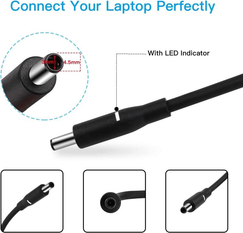 130Wチップ4.5mm AC充電器はに適合Dell XPS 15 9530 9550 9560 / Precision M3800 M2800 5510 5520 RN7NW DA130PM13Z Inspiron 7347 7348 7459 DA1