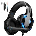 YOTMS ゲーミングヘッドセット PS5 ヘッドセット ノイズキャンセリング マイク付き 3.5mm有線 ゲーミングヘッドホン スイッチ ヘッドフォン 重低音 LEDライト コントローラーミュート付き 軽量