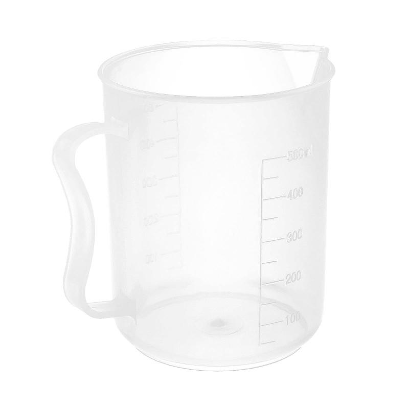 YOKIVE 1個 プラスチックビーカー 実験室用 液体計量カップ ハンドル付き 研究室 キッチン 日常用 クリ..