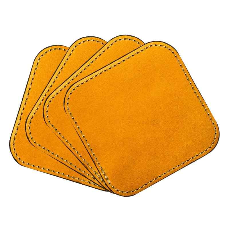 栃木レザー コースター 本革 レザー 4枚セット おしゃれ 撥水 滑り止め 角丸型 テーブルウェア キッチン雑貨 インテリア こだわり親父の本革