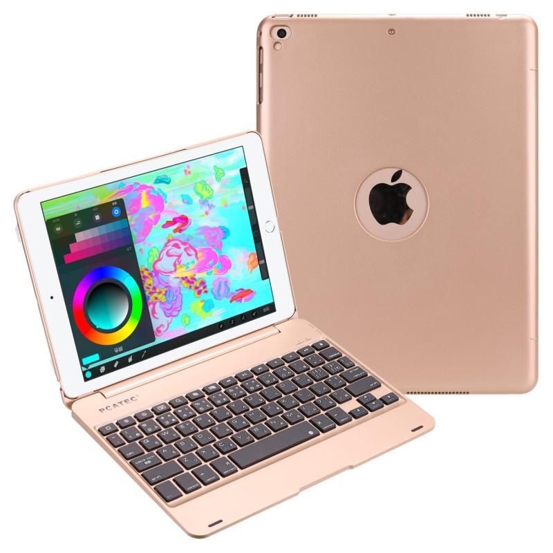 【PCATEC】iPad 9.7(2018第6世代/2017第5世代)/Air専用 Bluetoothキーボードケース PCカバー Macbookに変身 日本語かな入力対応