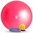 Active Winner バランスボール 65cm アンチバースト 分厚い 滑り止め加工 フットポンプ付 ヨガ ピラティス 筋トレ ストレッチ オフィスチェア